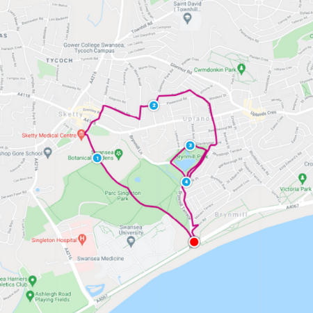Heart running route - Swansea