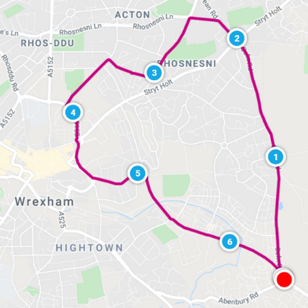 Heart running route - Wrexham