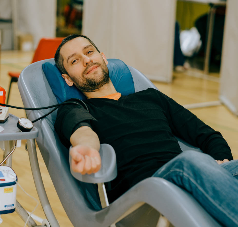 Donor before giving blood